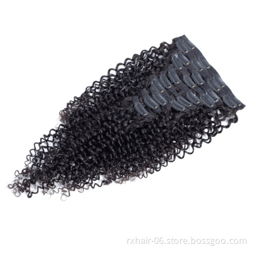 100% Kinky Curly Human Hair, Clip In Hair Extension For Black Women